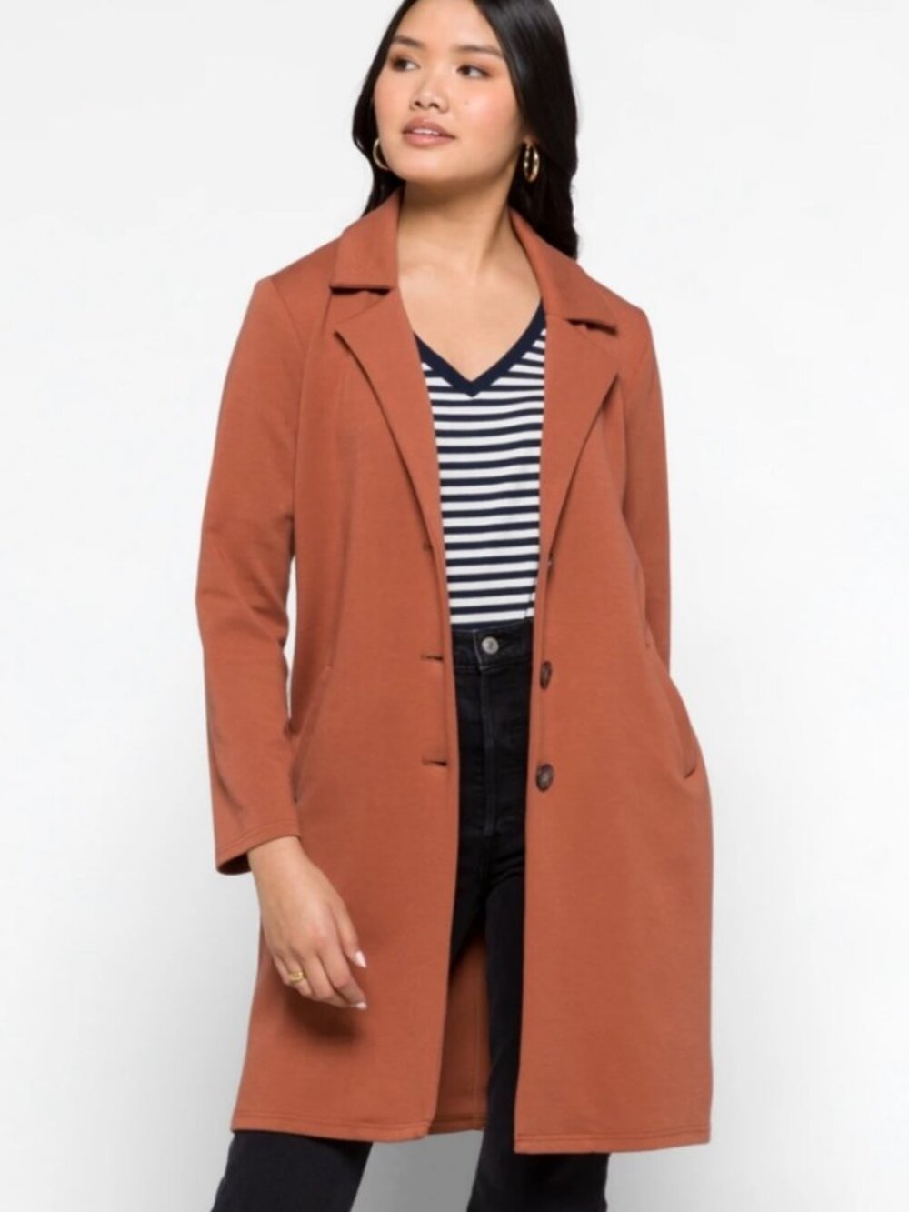 41 HAWTHORN Long Line Knit Coatigan Jacket Brown Medium NWT